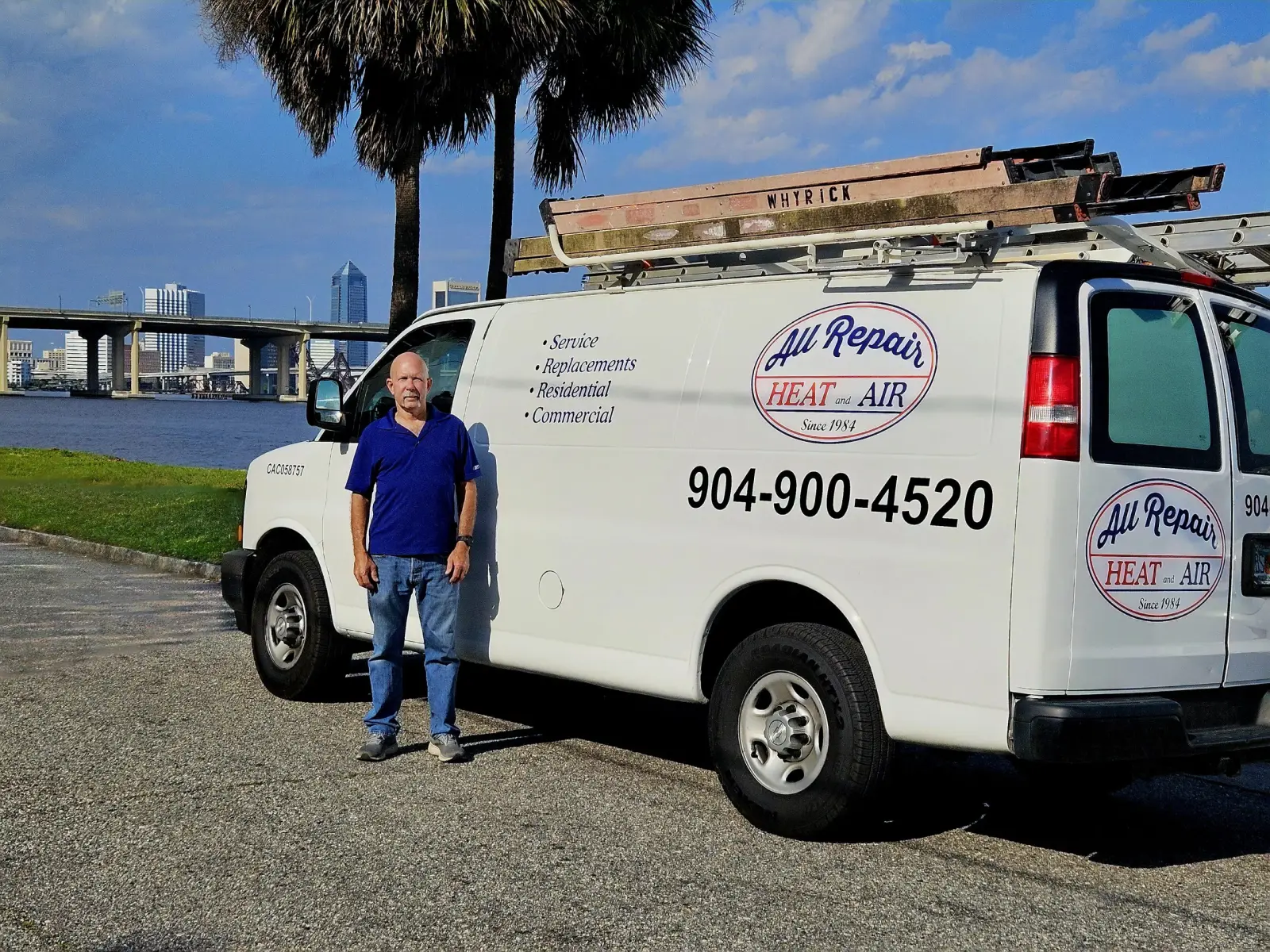 Ken from All Repair Heat and Air standing beside the company van in Jacksonville